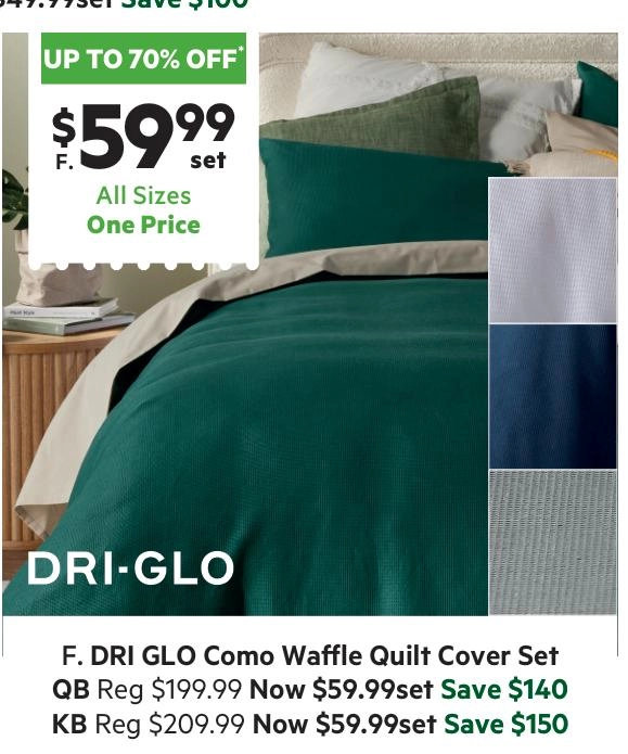 Dri Glo Como Waffle Quilt Cover Set