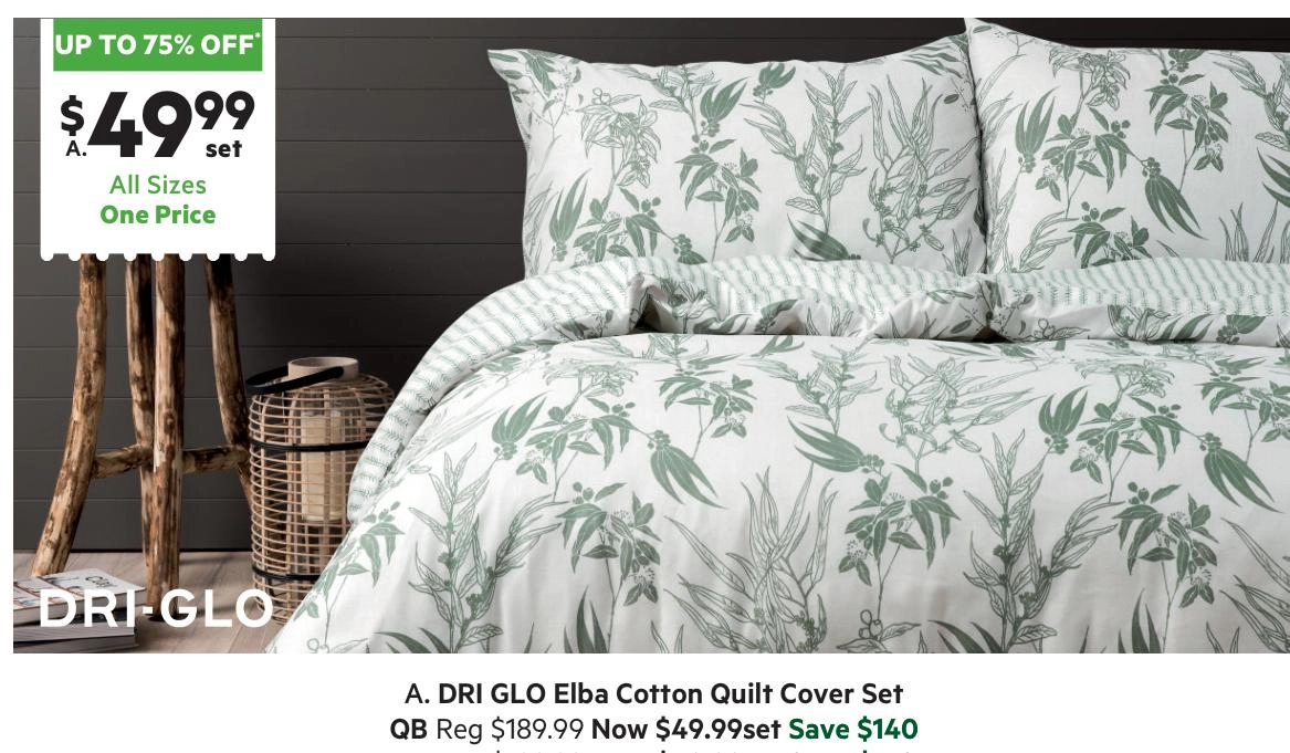 Dri Glo Elba Cotton Quilt Cover Set