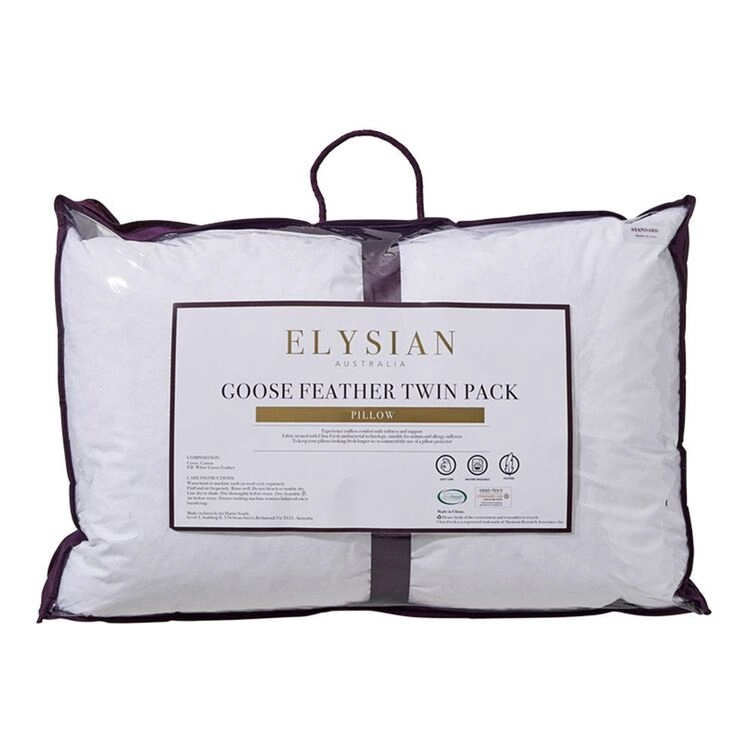 Elysian Goose Feather Pillow 2 Pack White Standard