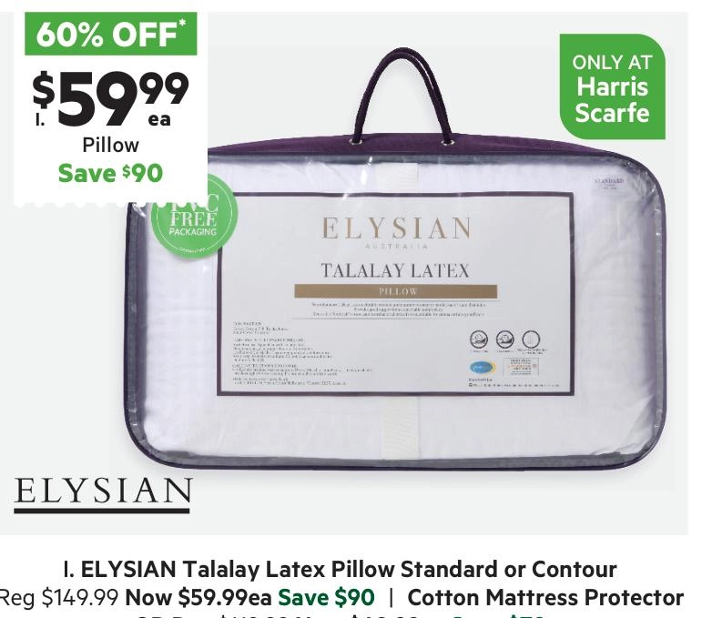 Elysian Talalay Latex Pillow Standard