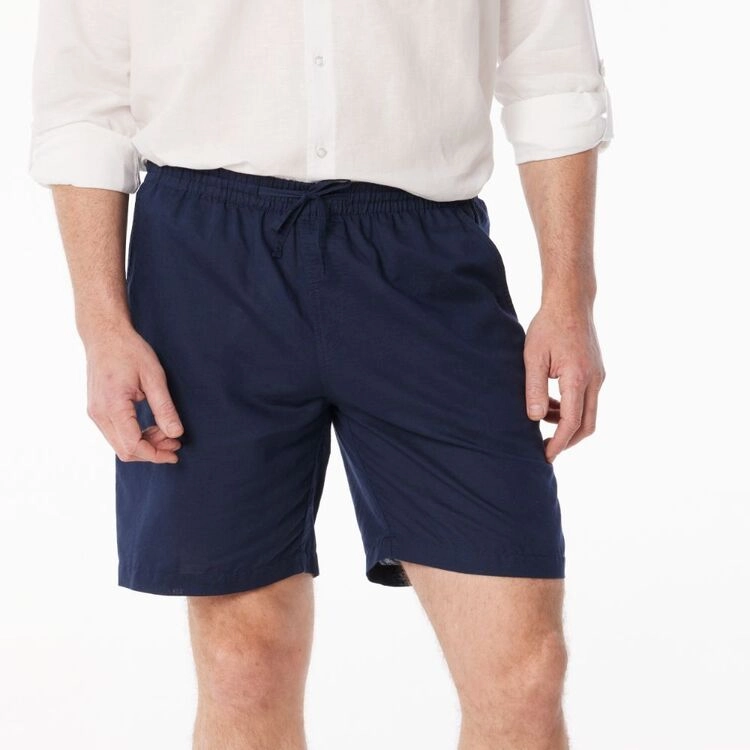 JC Lanyon Men's Brighton Pull On Linen Shorts Navy