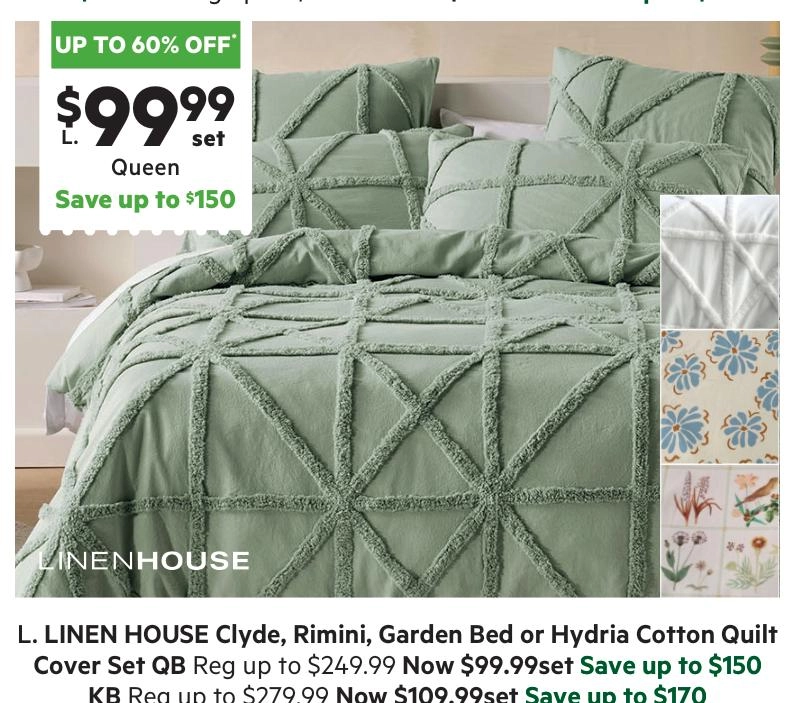 Linen House Clyde Cotton Chenille Quilt Cover Set