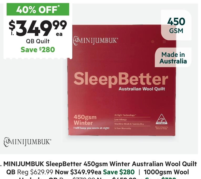 Minijumbuk SleepBetter 450 GSM Winter Quilt Queen