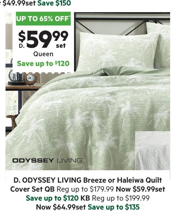 Odyssey Living Breeze or Haleiwa Quilt Cover Set