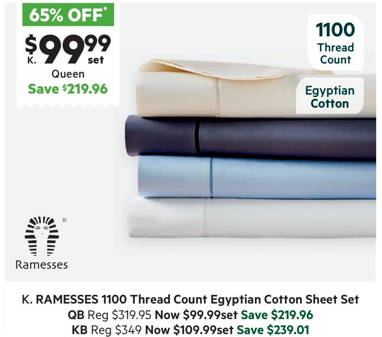 Ramesses 1100 Thread Count Egyptian Cotton Sheet Set