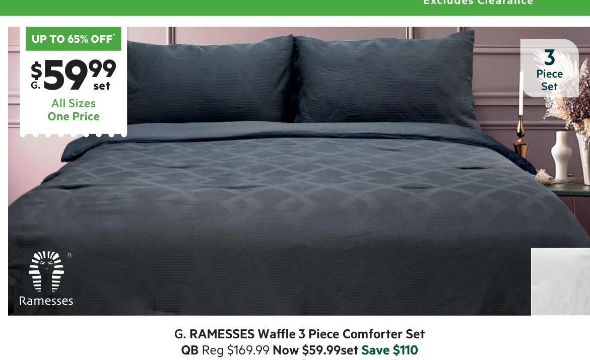 Ramesses Waffle 3 Piece Comforter Set