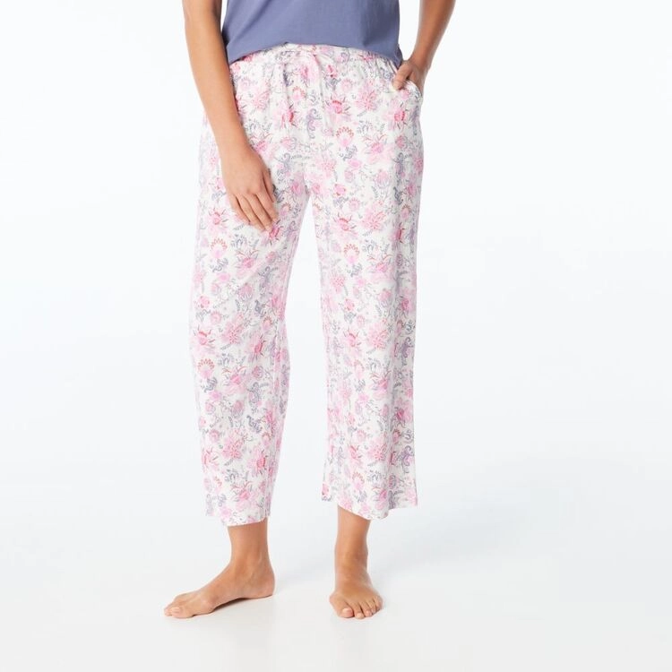 Sash & Rose Women's Cotton Interlock Floral Sleep Pants Floral