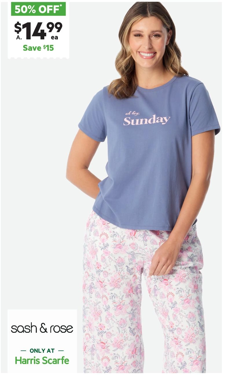 Sash & Rose Women's Sunday Cotton Sleep Tee Charcoal