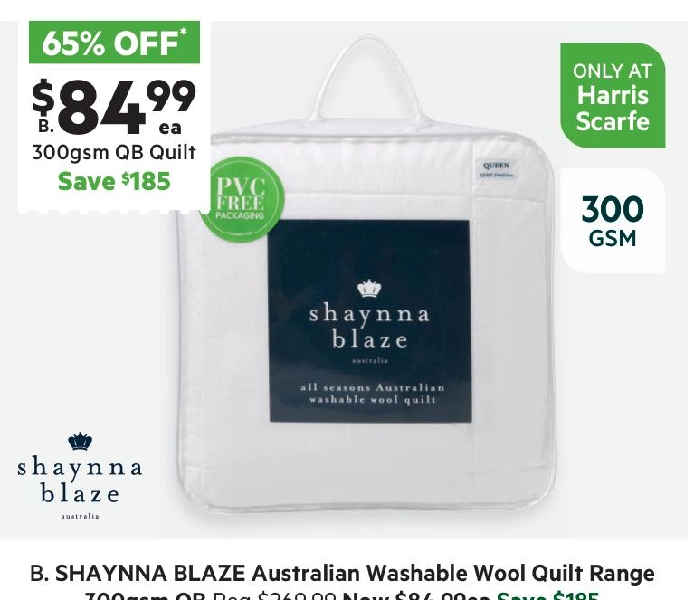 Shaynna Blaze 300 GSM Australian Washable Wool Quilt White Queen