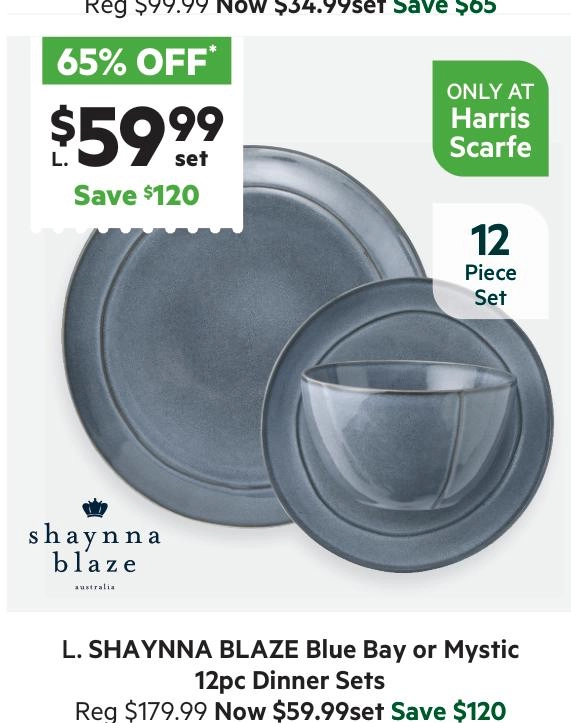 Shaynna Blaze Blue Bay 12 Piece Dinner Set