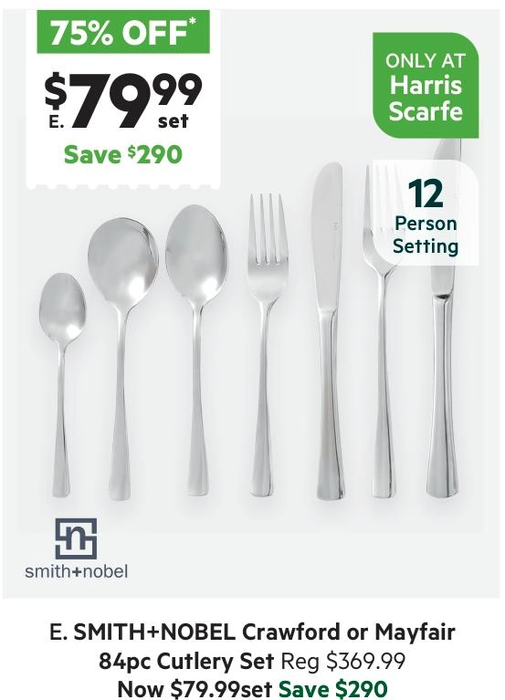 Smith + Nobel Crawford 84-Piece Cutlery Set