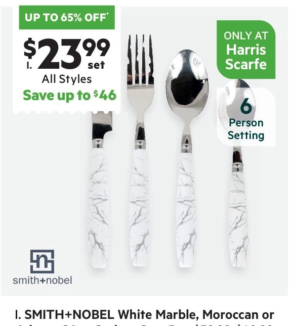 Smith + Nobel White Marble 24-Piece Cutlery Set