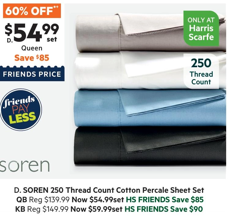 Soren 250 Thread Count Cotton Percale Sheet Set