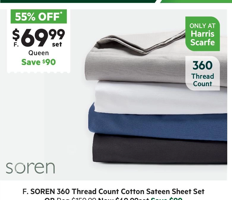 Soren 360 Thread Count Cotton Sateen Sheet Set