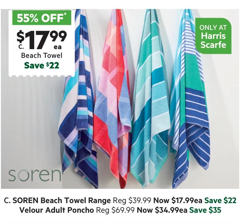 Soren Amalfi Beach Towel Blue 80 x 160 cm