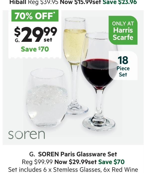 Soren Paris 18 Piece Glasswares Entertainer Set