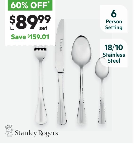 Stanley Rogers Baguette 18/10 24pc Cutlery Set