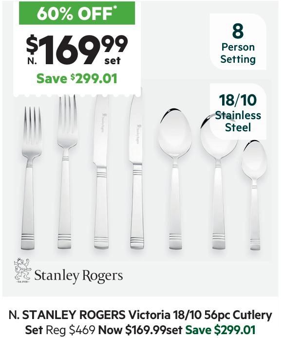 Stanley Rogers Victoria 56-Piece 18/10 Cutlery Set