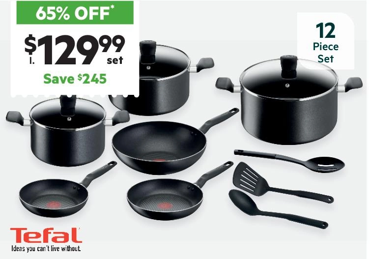 Tefal Super Cook 12pc Non Stick Cookset Includes Utensils