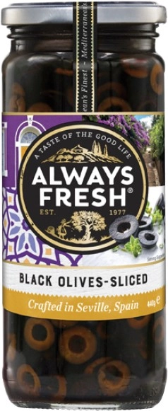 Always Fresh Black Sliced Olives 440g