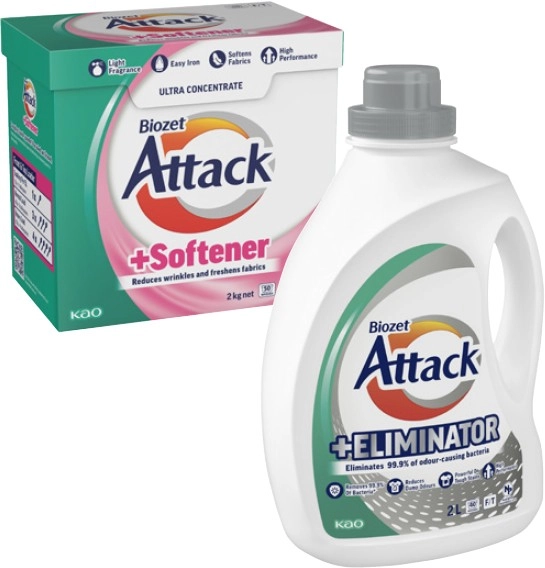 Biozet Attack Plus Laundry Liquid 2 Litre or Powder 2kg