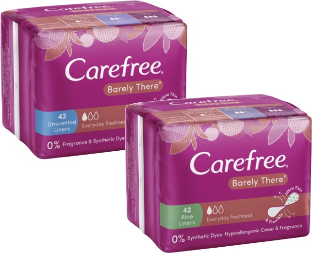 Carefree Barely There Aloe or Unscented Liners 42 Pack