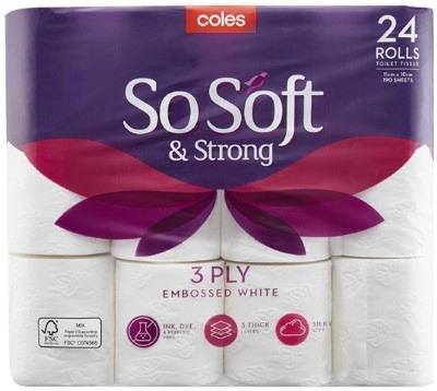 Coles 3-Ply So Soft Toilet Tissue 24 Pack