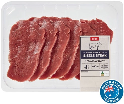 Coles Australian No Added Hormones Beef Sizzle Steak 400g