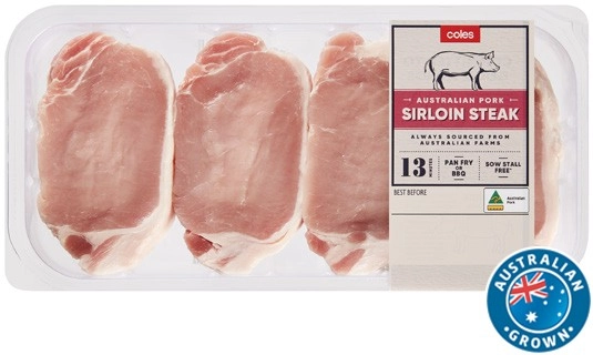 Coles Australian Pork Sirloin Steak 500g