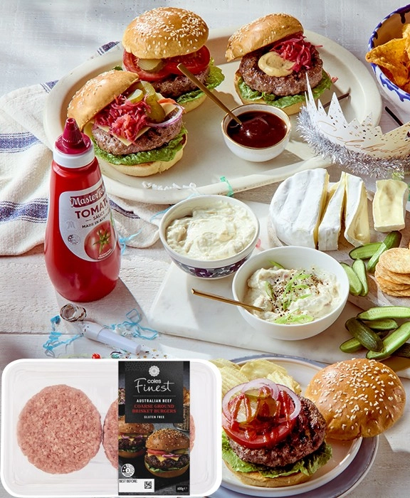 Coles Finest Australian No Added Hormones Beef Brisket Burgers 600g