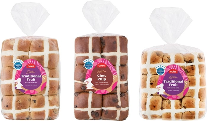 Coles Hot Cross Buns 6 Pack or 9 Pack