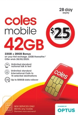 Coles Mobile $25 Prepaid SIM