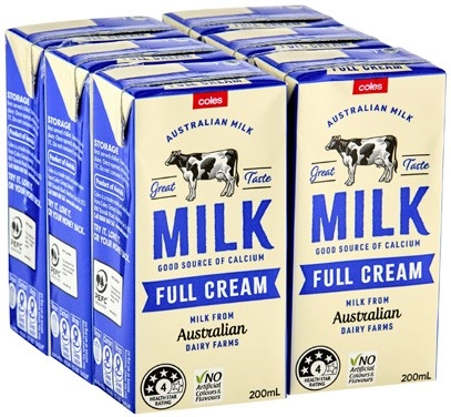 Coles Multipack Longlife Milk 6x200mL