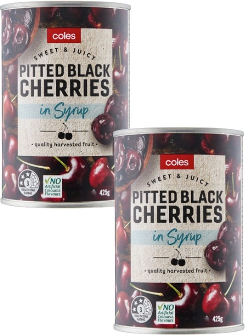 Coles Pitted Black Cherries in Syrup 425g