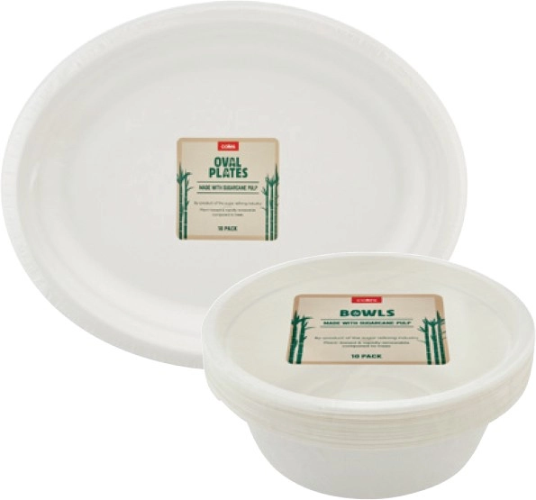 Coles Sugarcane Dinner Plates or Bowls 10 Pack