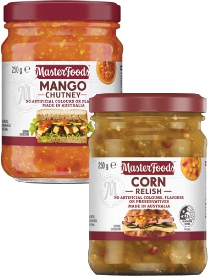 MasterFoods Relish or Chutney 250g-260g