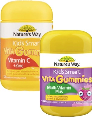 Nature's Way Kids Smart Vita Gummies Multi-Vitamin Plus or Vitamin C + Zinc 120 Pack