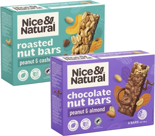 Nice & Natural Nut Bars 180g-192g