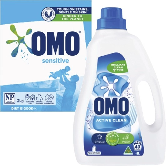 Omo Laundry Liquid 2 Litre or Powder 2kg