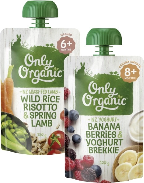 Only Organic 4+ Months, 6+ Months or 8+ Months Baby Food Pouch 120g