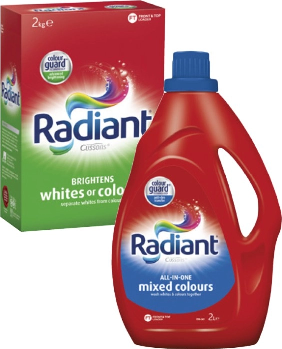 Radiant Laundry Liquid 2 Litre or Powder 2kg