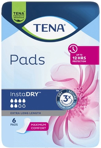 Tena Insta Dry Extra Long Incontinence Pads 6 Pack