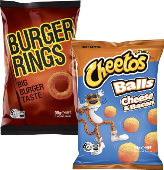 Twisties, Burger Rings or Cheetos 80g-90g