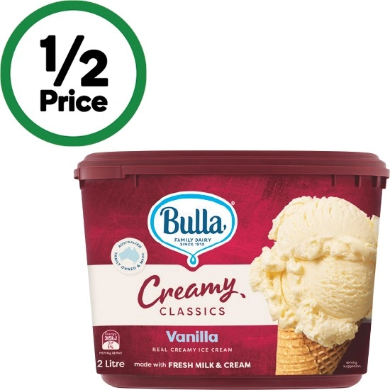 Bulla Creamy Classics Ice Cream Tubs 2 Litre – From the Freezer