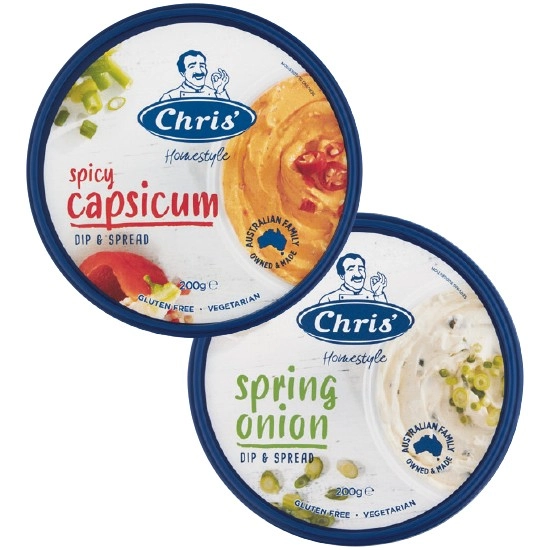 Chris’ Homestyle Dips Varieties 200g – From the Fridge