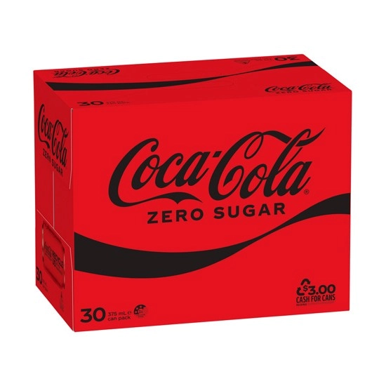 Coca-Cola Classic, Diet or Zero Sugar Soft Drink Varieties 30 x 375ml