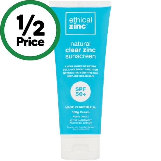 Ethical Zinc SPF50+ Natural Clear Zinc Sunscreen 100g#