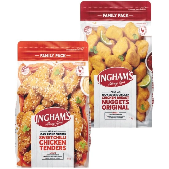 Ingham’s Original Chicken Nuggets or Sweet Chilli Chicken Tenders 1 kg