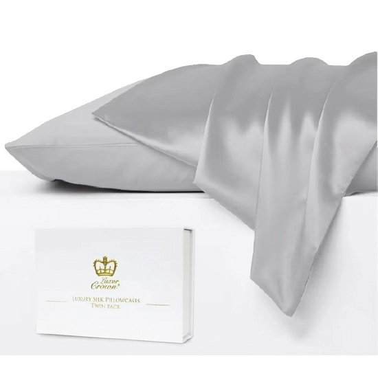 Luxor Crown Set of 2 Mulberry Silk Standard Pillowcases