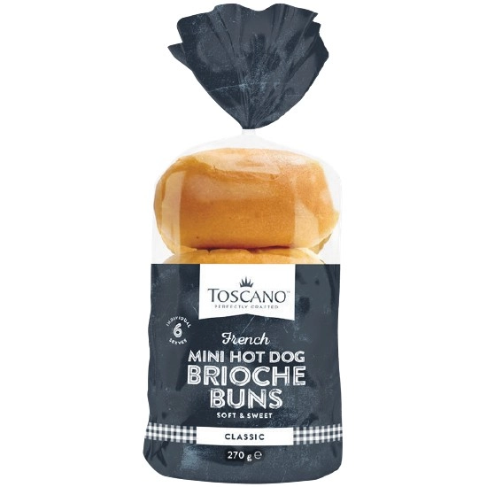 Toscano Brioche Mini Hot Dog Rolls 270g Pk 6